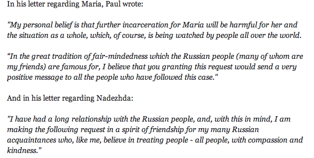 Paul Mccartneys Letter To Russia In Support Of Pussy Riot 