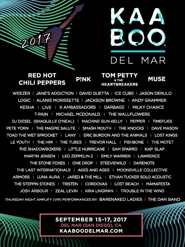 KAABOO Announces 2017 Lineup Featuring Red Hot Chili Peppers, Muse, And