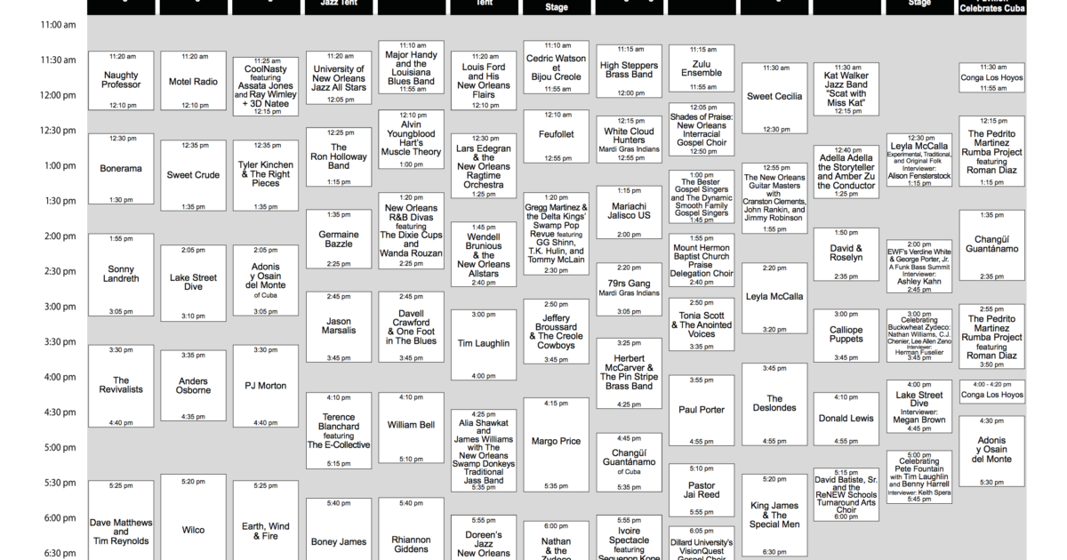jazzfest grids jazzfest grids