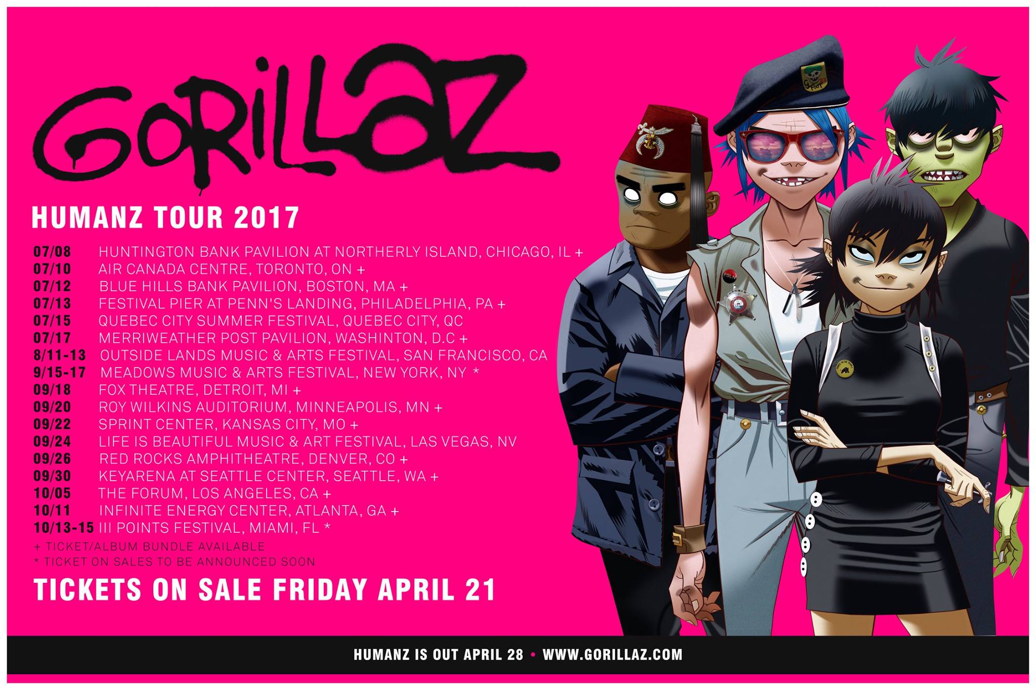 who is on tour with gorillaz