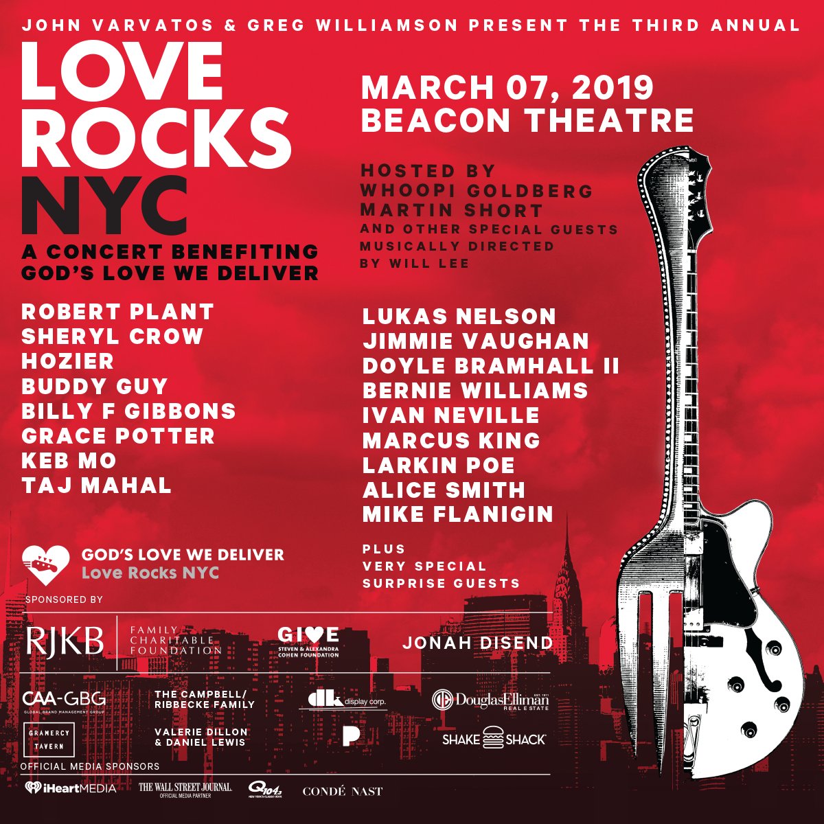 Robert Plant, Buddy Guy, Marcus King & More To Play "Love Rocks NYC