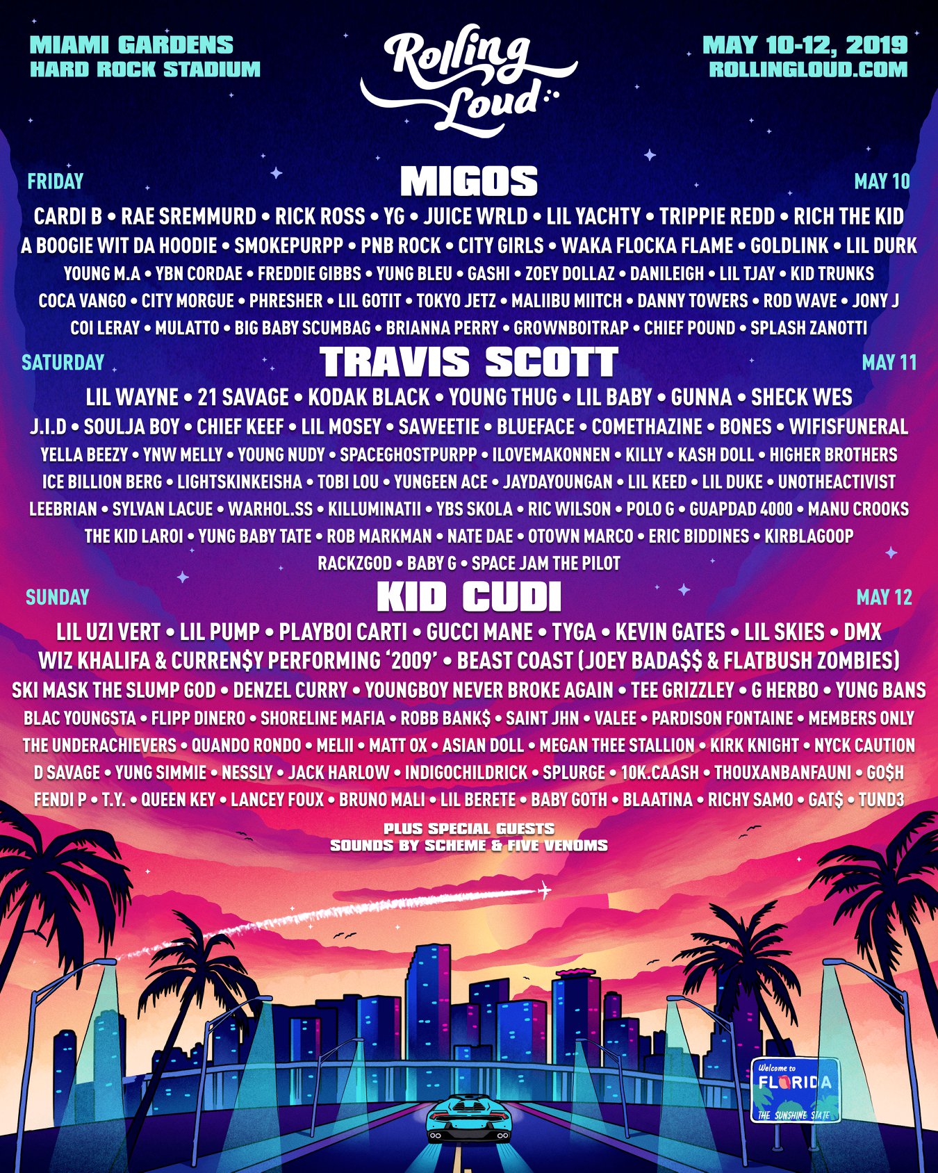 Rolling Loud Miami Announces 2019 Lineup: Kid Cudi, Migos, Travis Scott, Lil Wayne ...