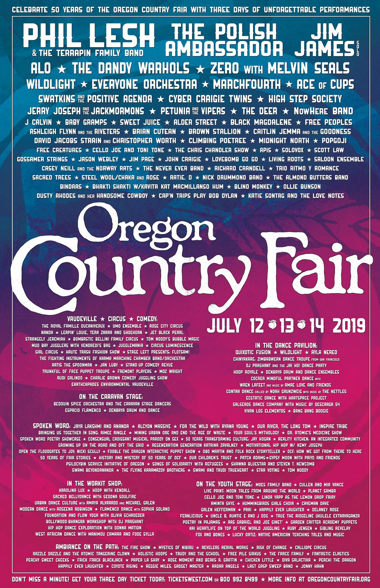 Oregon Country Fair Announces 2019 Lineup Phil Lesh & The Terrapin